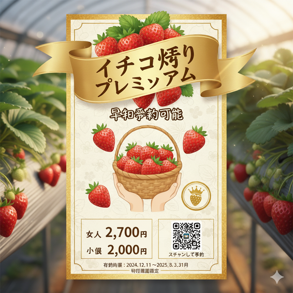 イチゴ狩り　プレミアムチケット
